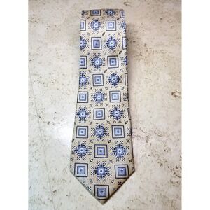 Cape Cod Neckwear Yellow Light Blue Geometric‎ Textured Silk Pointed Tie